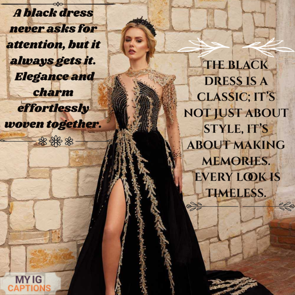 black dress caption